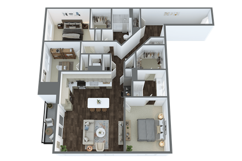 Floor plan for 2 beds, 2 baths, 1484 sqft